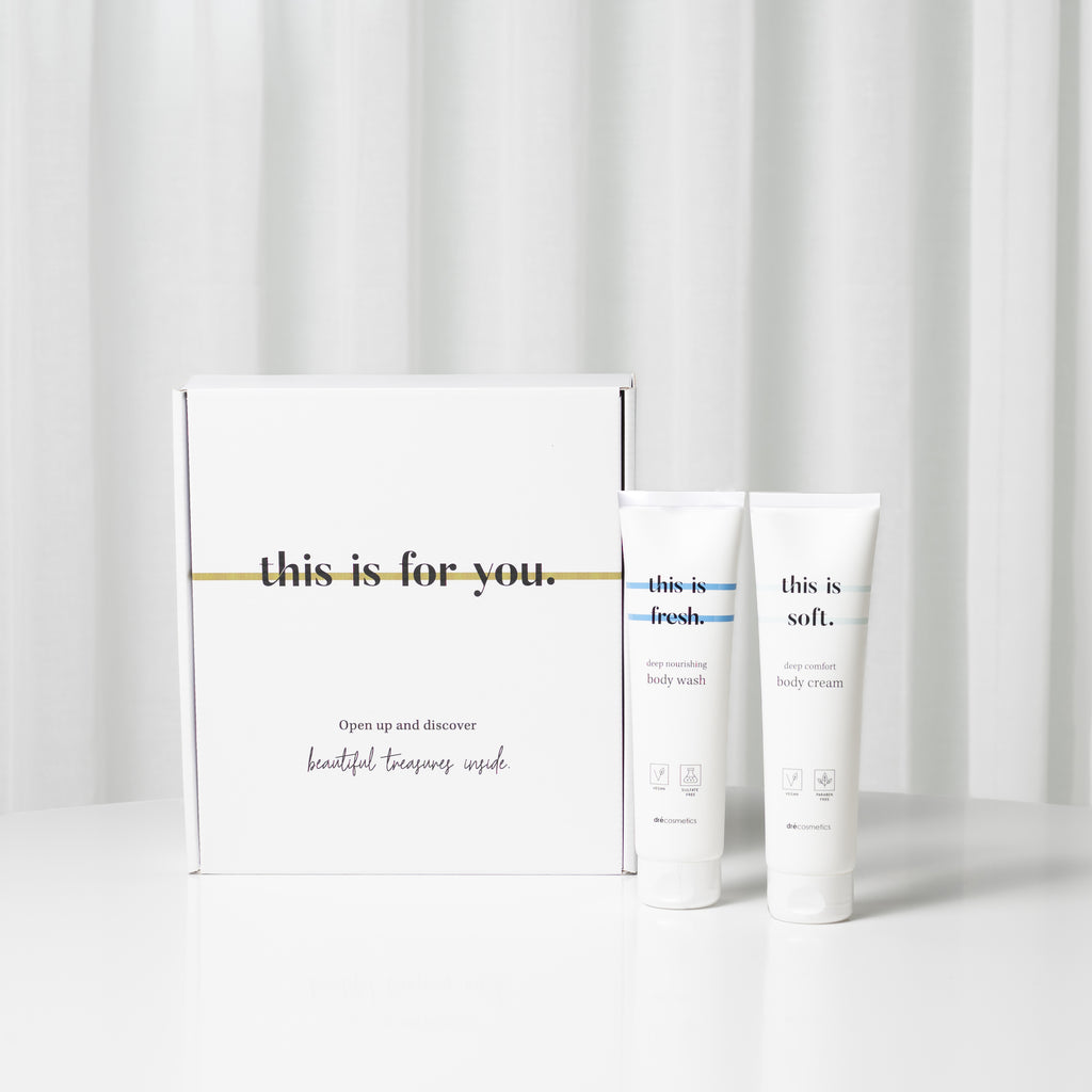 Cadeauset 'this is us.' body wash (150ml) + body cream (150ml)