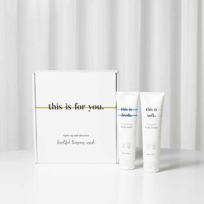 Cadeauset 'this is us.' body wash (150ml) + body cream (150ml)