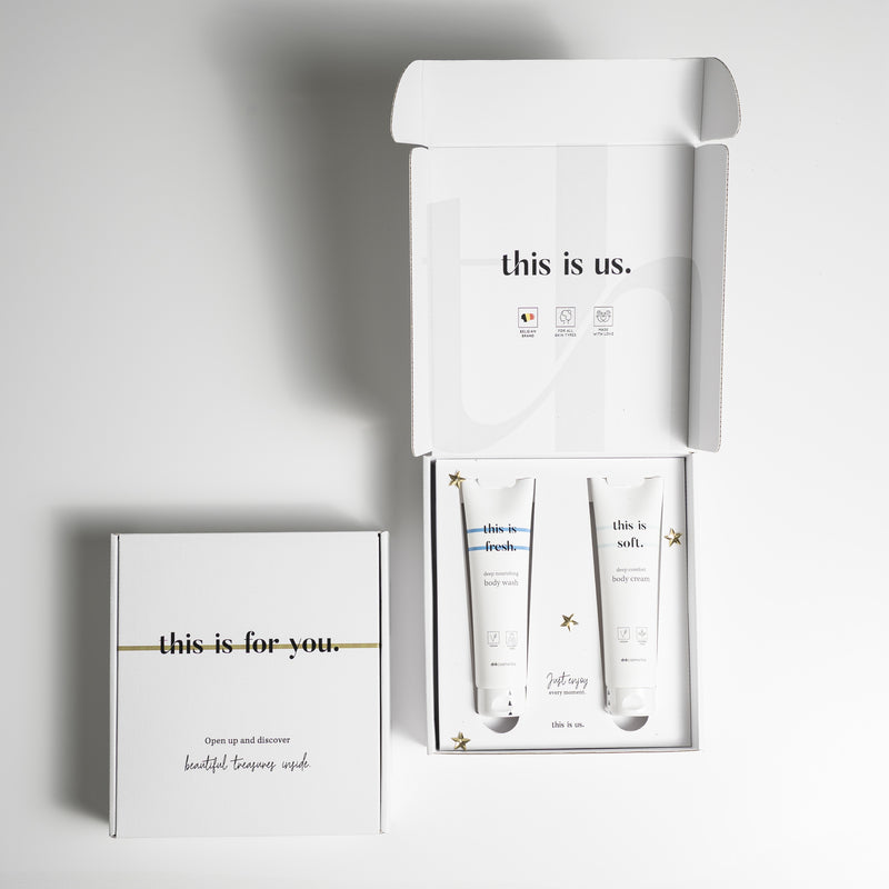 Cadeauset 'this is us.' body wash (150ml) + body cream (150ml)